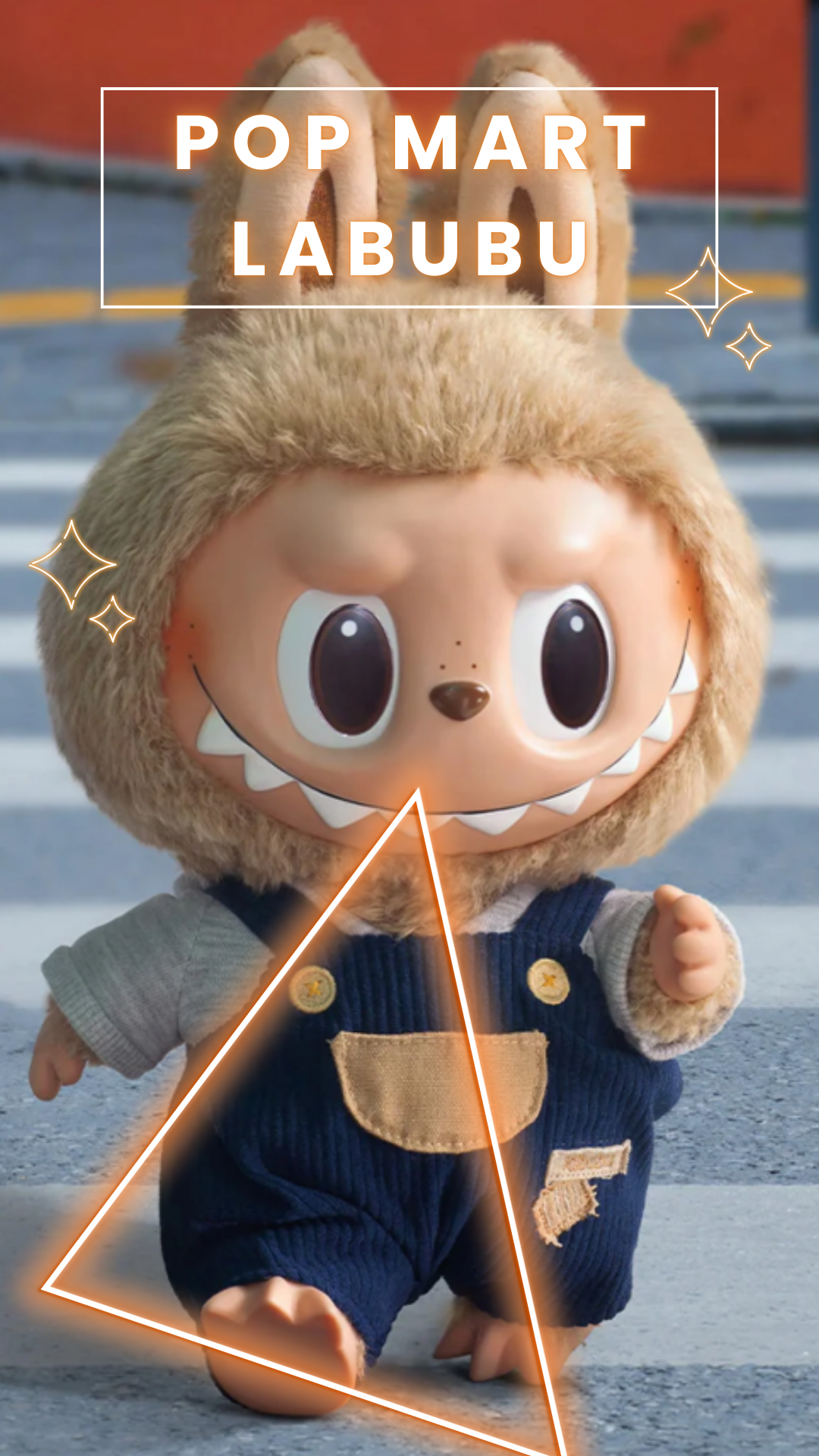 Cute Pop Mart Labubu collectible character in a bunny outfit, showcasing whimsical design and playful art style.