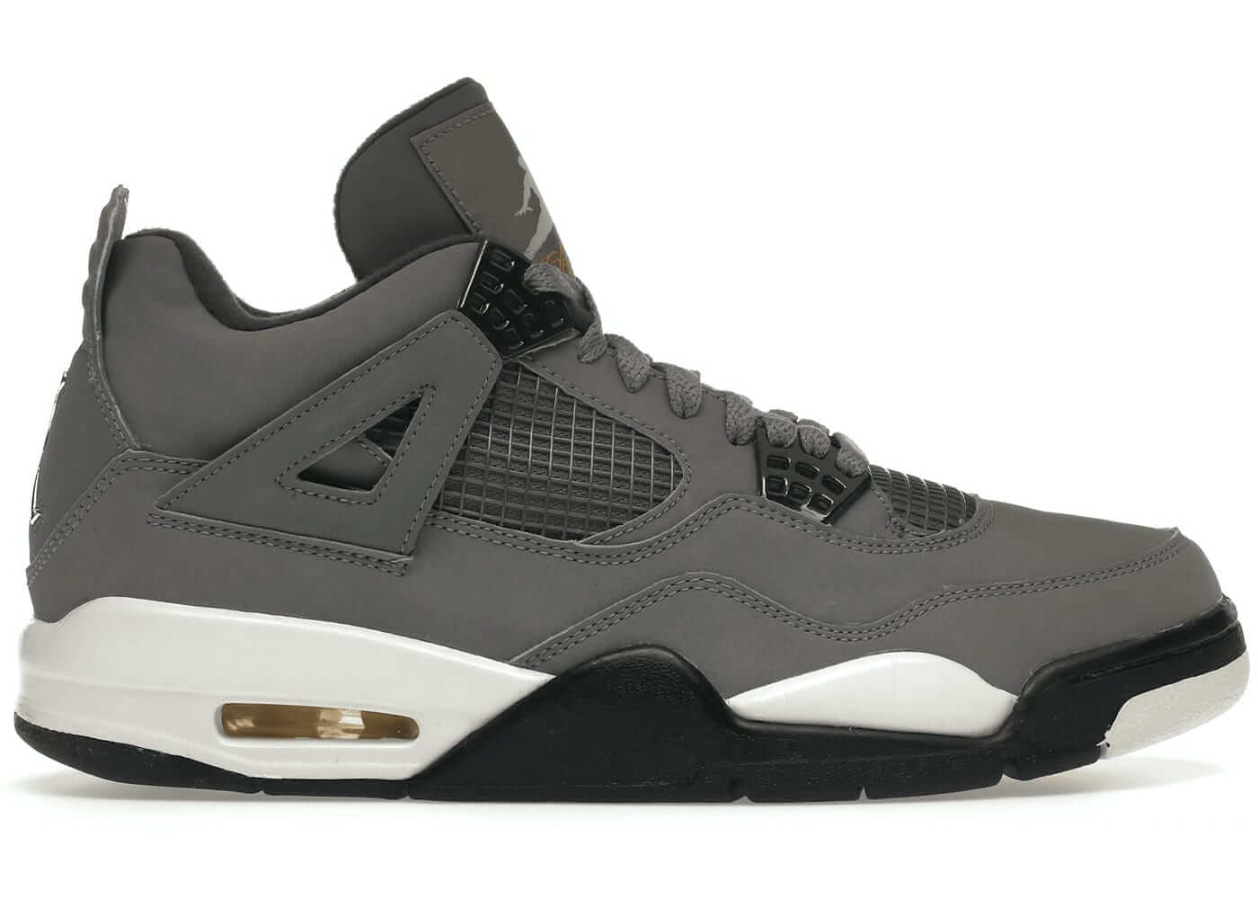 Jordan 4 Retro Cool Grey (2019) sneaker side view showcasing its grey leather design and classic silhouette.