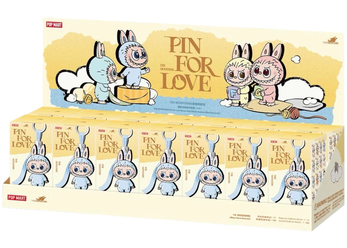Pop Mart Labubu The Monsters Pin for Love Series Vinyl Plush Pendant (A-M) Sealed Case (14 Blind Box)