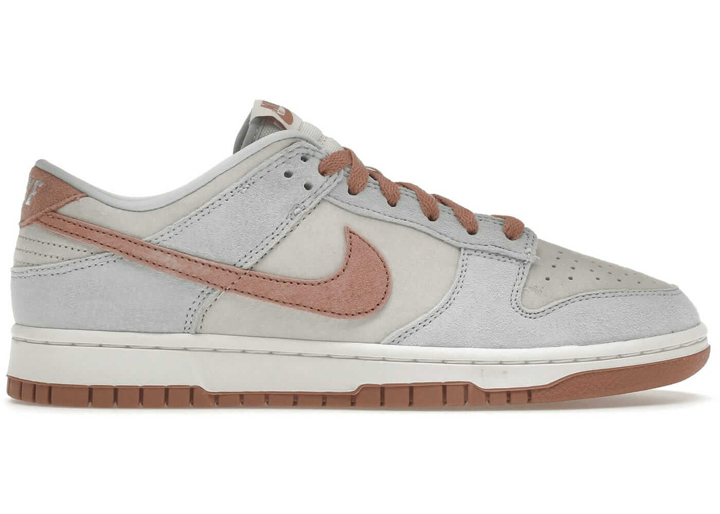 Nike Dunk Low Fossil Rose sneakers in grey and pink, 100% authentic, available with next day express shipping.