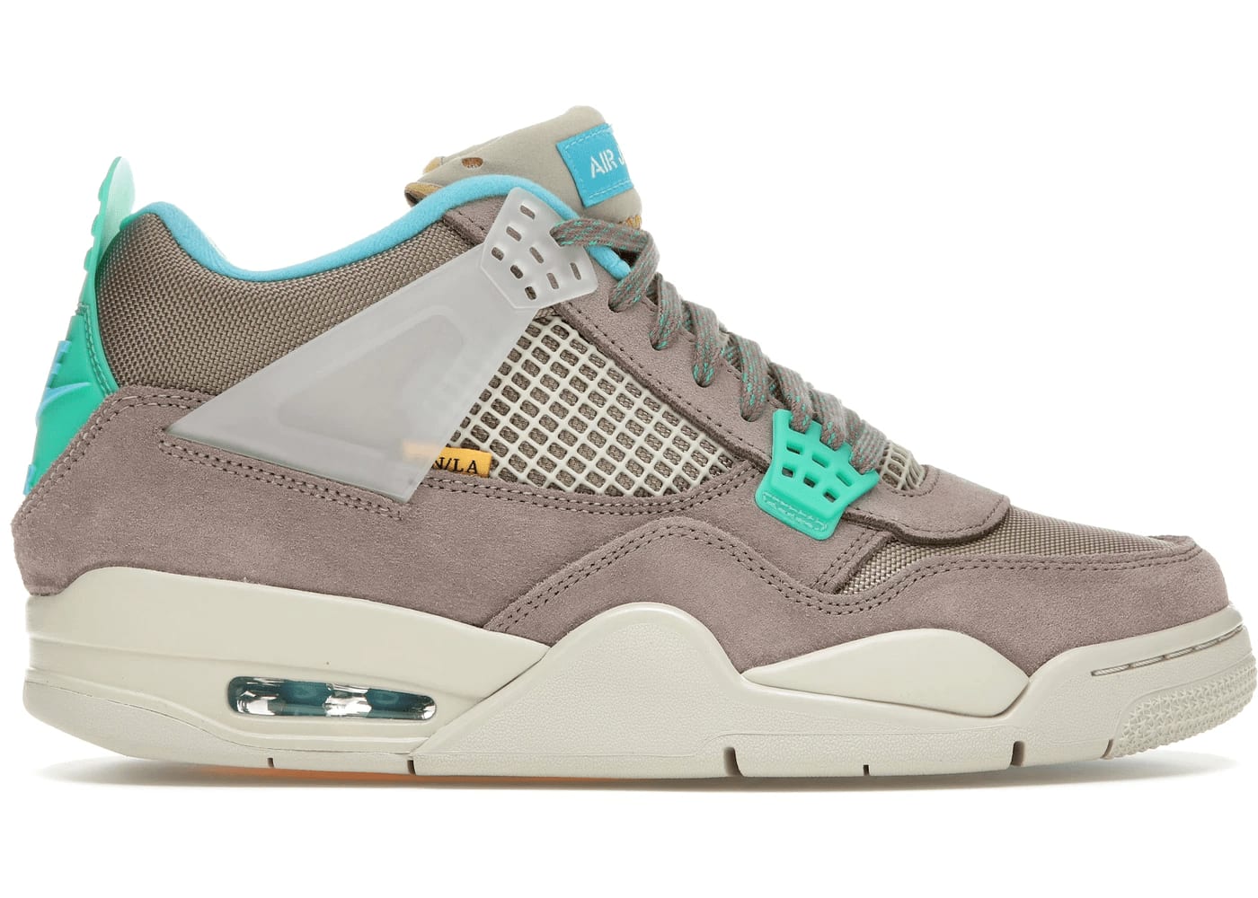Air Jordan 4 Retro SP 30th Anniversary Union Taupe Haze in taupe mesh and suede with Roma Green details.