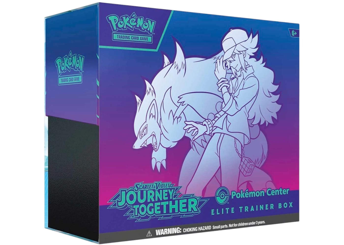 Pokemon Journey Together Elite Trainer Box featuring Scarlet & Violet artwork at the Pokemon Center.