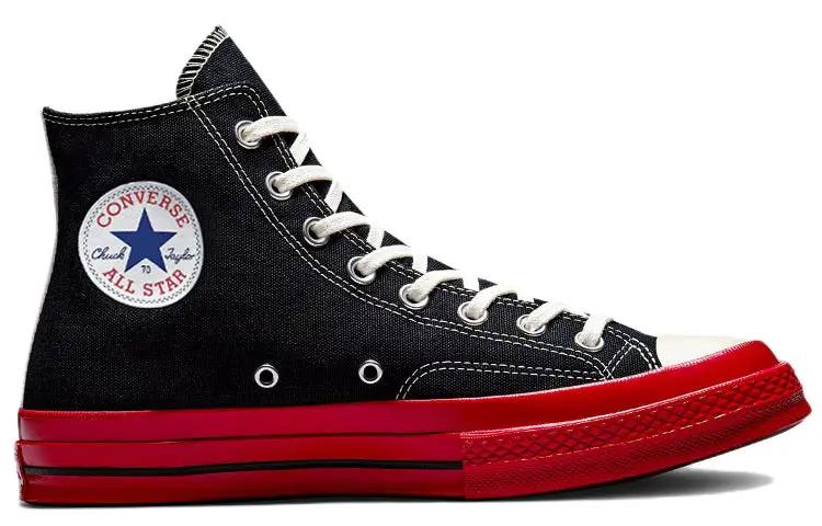 Converse Chuck Taylor All Star 70 Hi Comme Des Garcons PLAY Black Red Midsole Collaboration by Converse