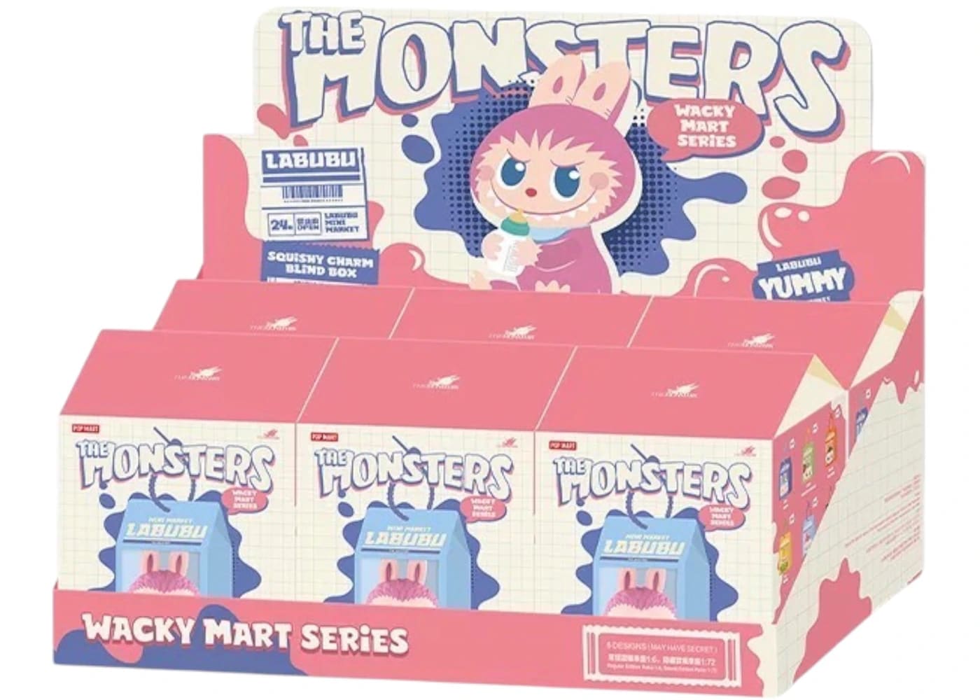 Pop Mart Labubu The Monsters Wacky Mart Series Squishy Charm Sealed Case (6 Blind Box)
