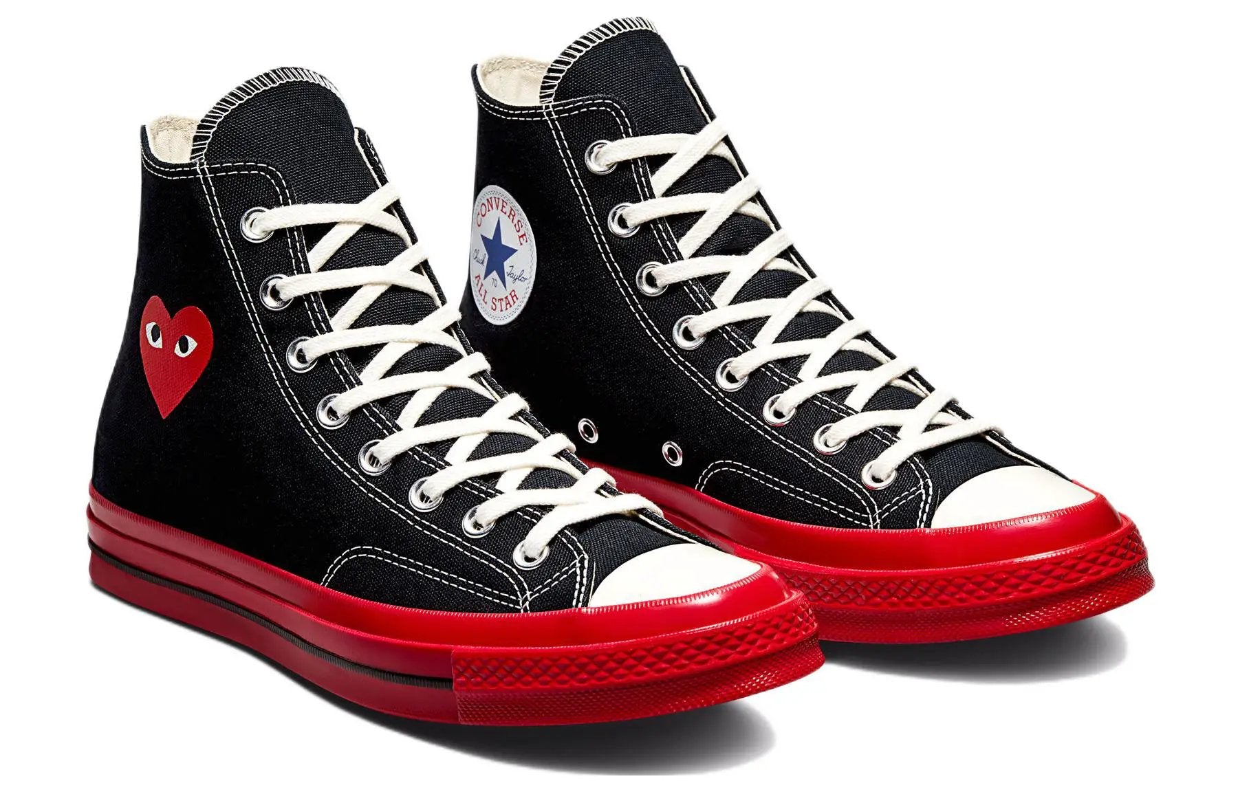 Converse Chuck Taylor All Star 70 Hi Comme Des Garcons PLAY Black Red Midsole Collaboration by Converse