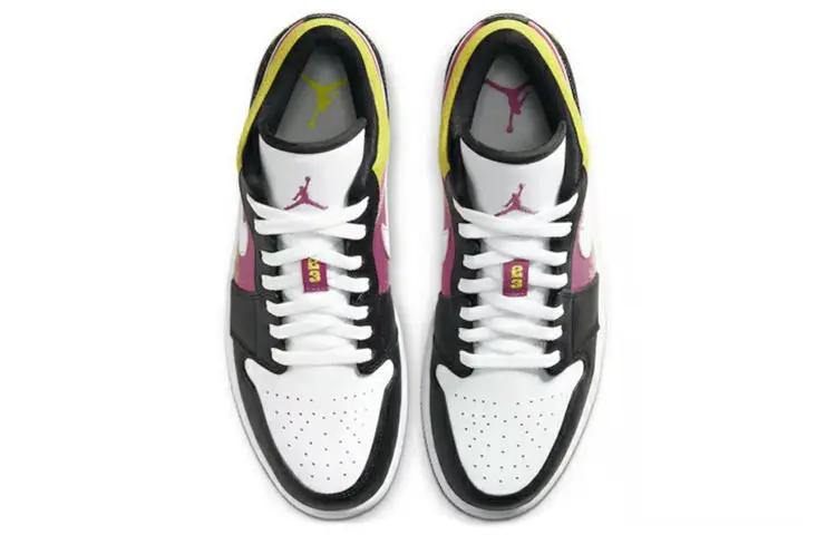 Jordan 1 Low Black Active Fuchsia Cyber Unisex Sneakers by Jordan