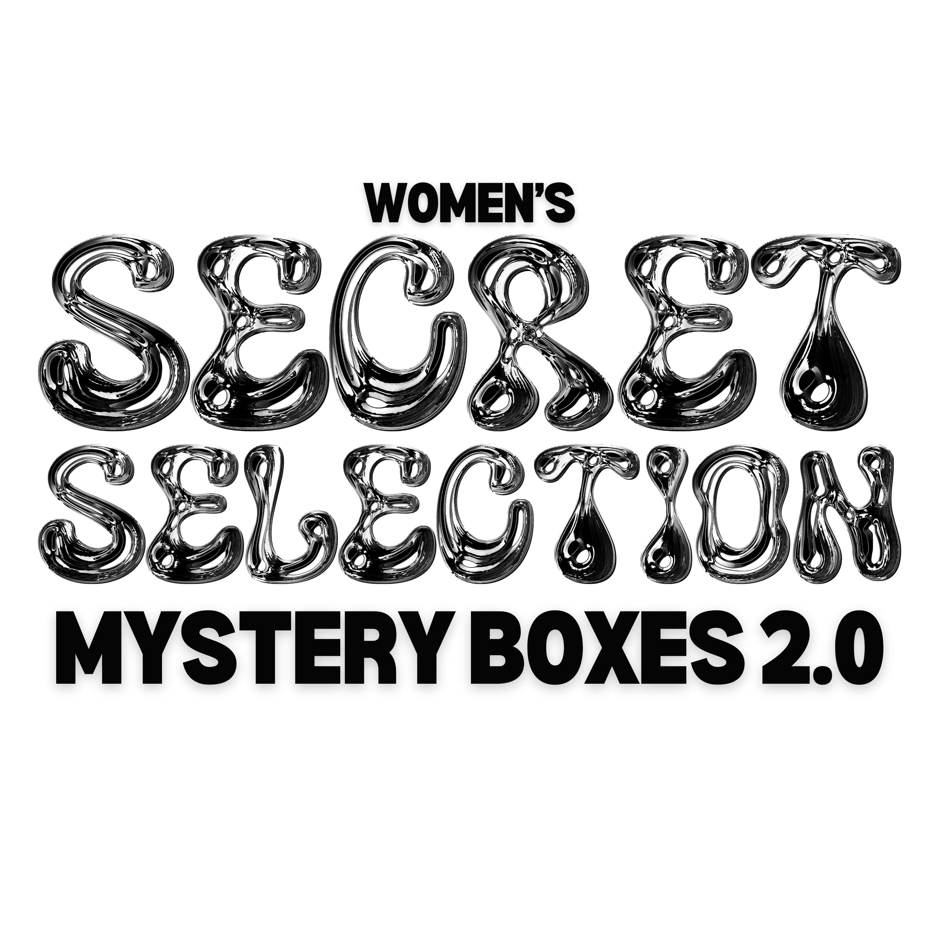 Women's Secret Selection Mystery Boxes 2.0 logo featuring stylized text in a glossy black design.