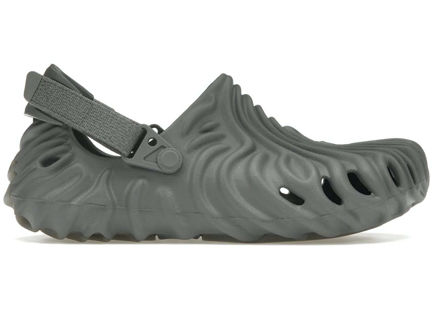 Crocs Pollex Clog by Salehe Bembury in gray, featuring unique design and adjustable heel strap for comfort.