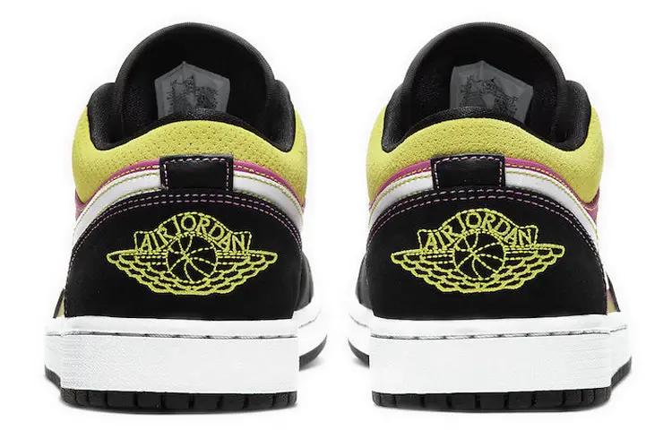 Jordan 1 Low Black Active Fuchsia Cyber Unisex Sneakers by Jordan