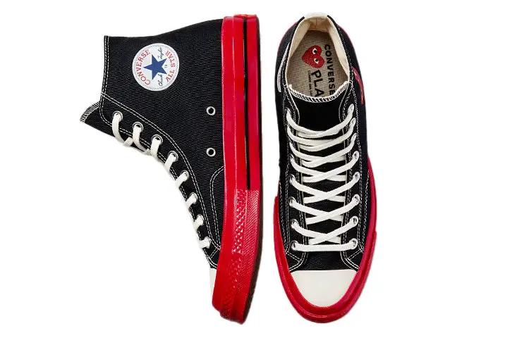 Converse Chuck Taylor All Star 70 Hi Comme Des Garcons PLAY Black Red Midsole Collaboration by Converse