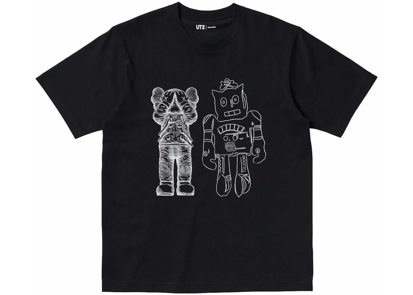 KAWS x Uniqlo Warhol UT graphic t-shirt featuring bold characters on black cotton fabric.