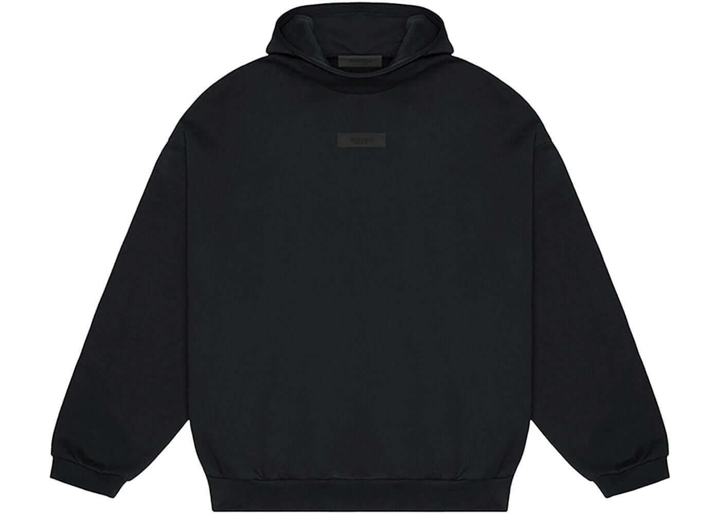 Fear of God Essentials Chest Logo Hoodie in Jet Black, 100% authentic, stylish and comfortable streetwear.