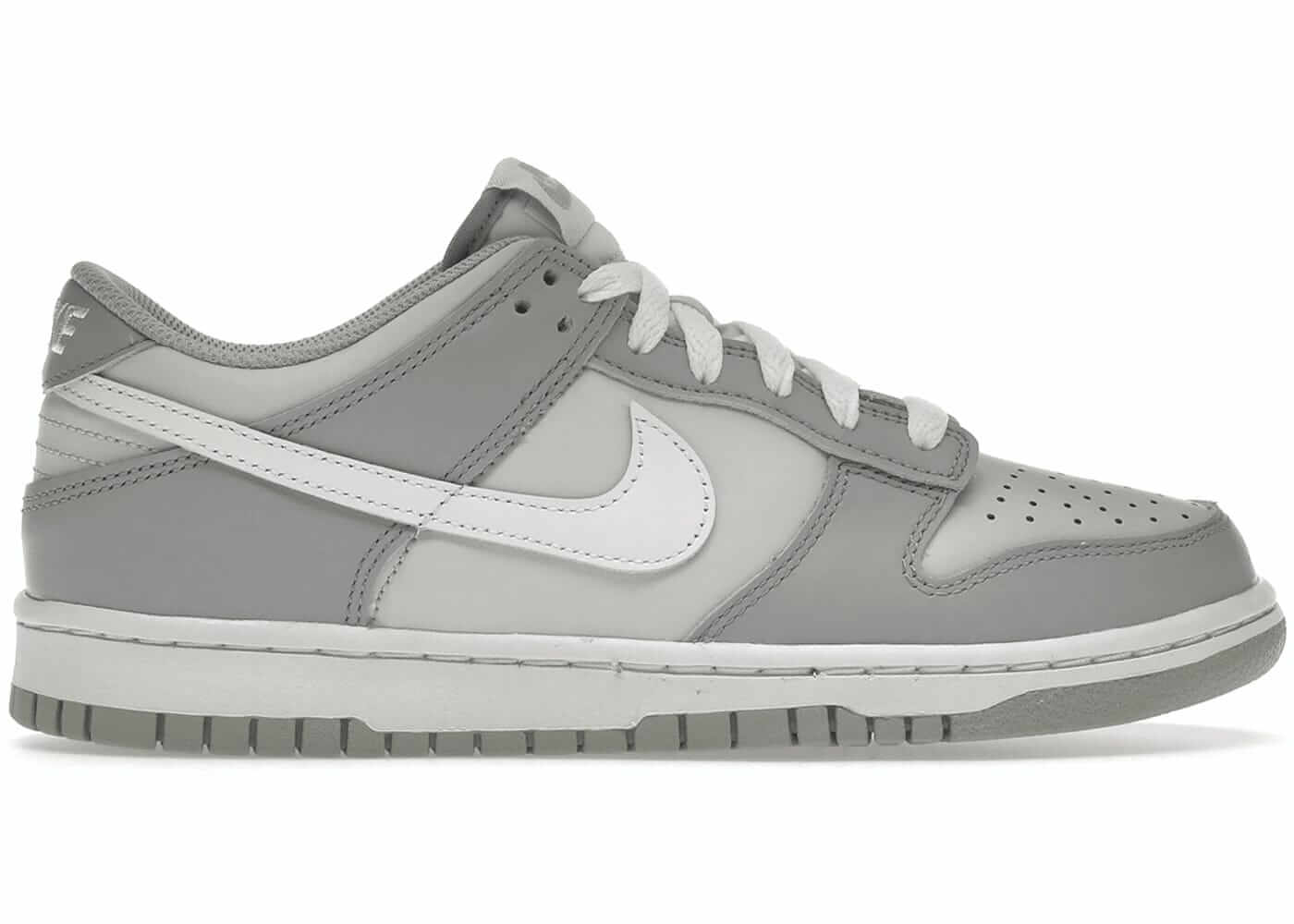 Nike Dunk Low Two-Toned Grey (GS) sneakers in a stylish grey colorway, perfect for any outfit and 100% authentic.