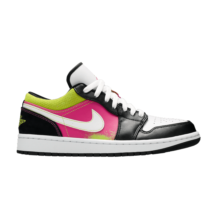 Jordan 1 Low Black Active Fuchsia Cyber Unisex Sneakers by Jordan