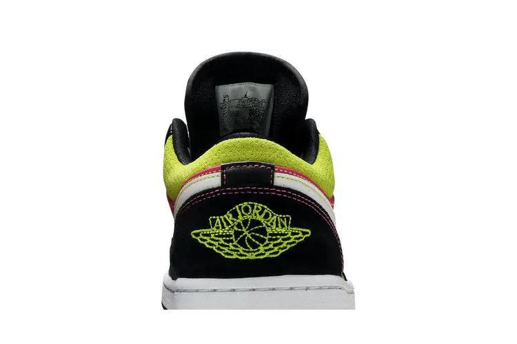 Jordan 1 Low Black Active Fuchsia Cyber Unisex Sneakers by Jordan