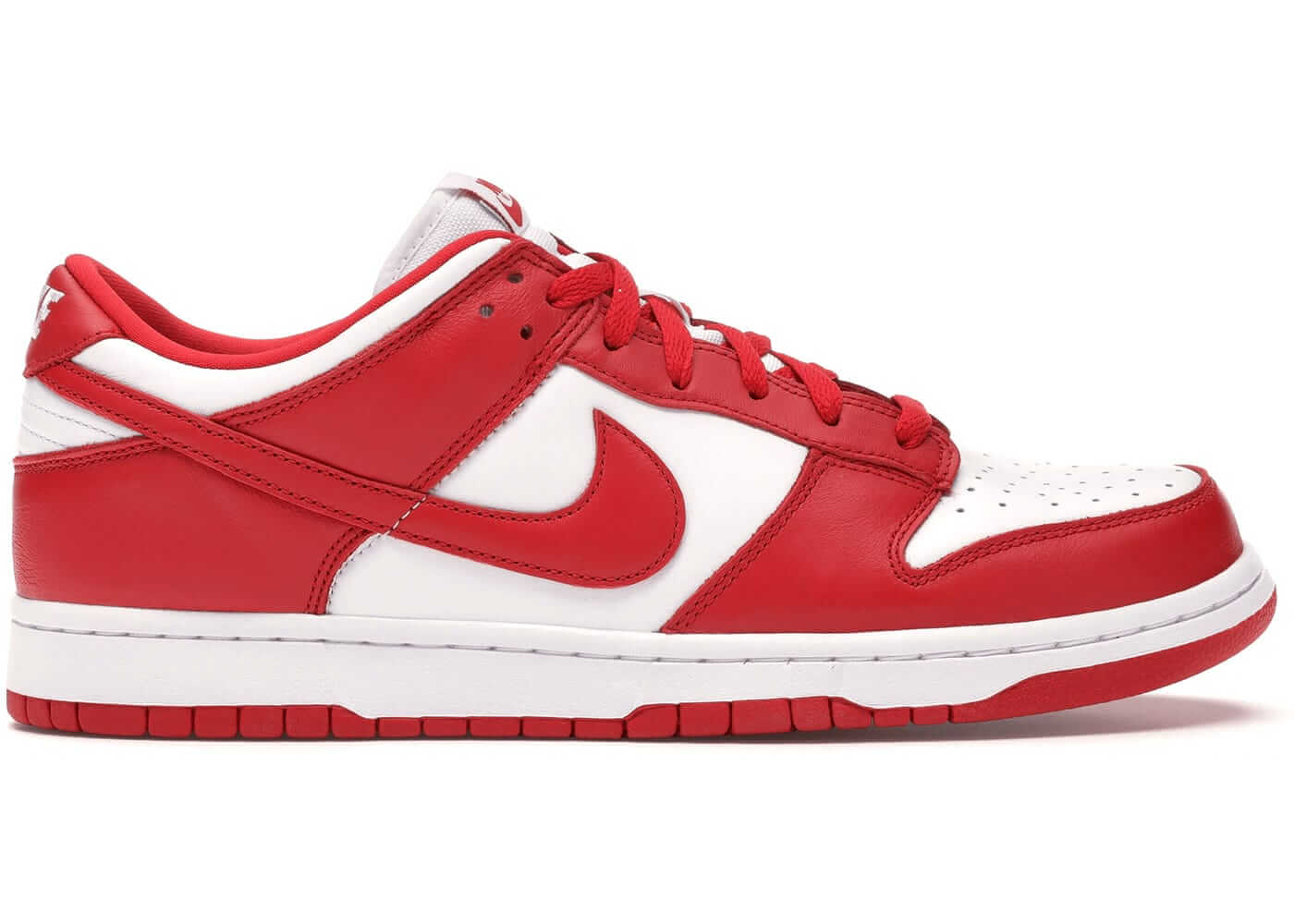 Nike Dunk Low SP St. John's sneaker in red and white, 100% authentic, available for next day shipping.