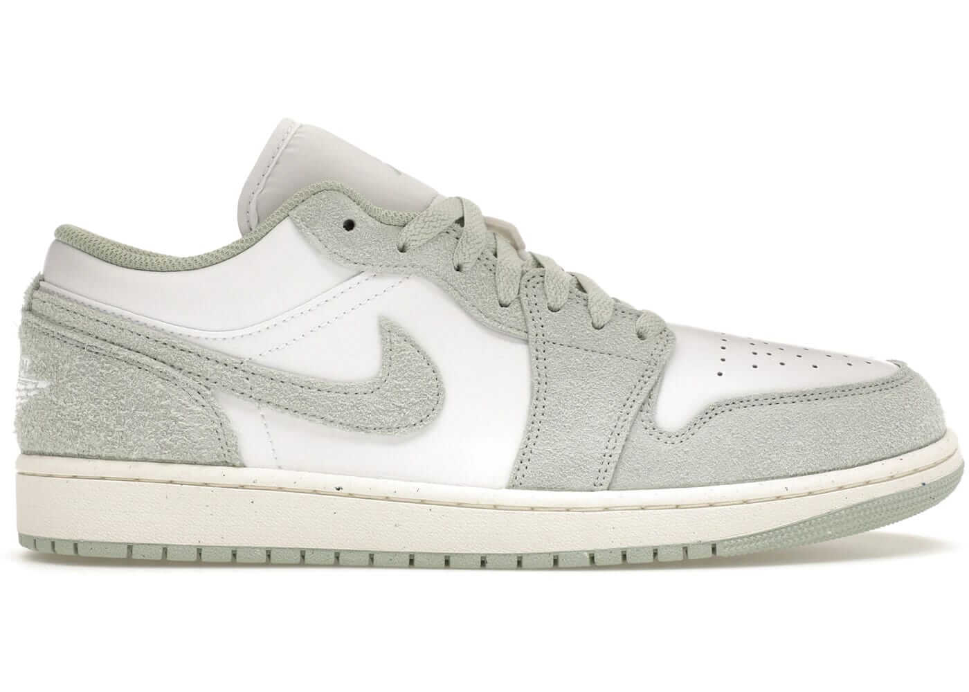 Jordan 1 Low SE Seafoam sneaker, featuring a stylish design in white and seafoam green, perfect for casual wear.