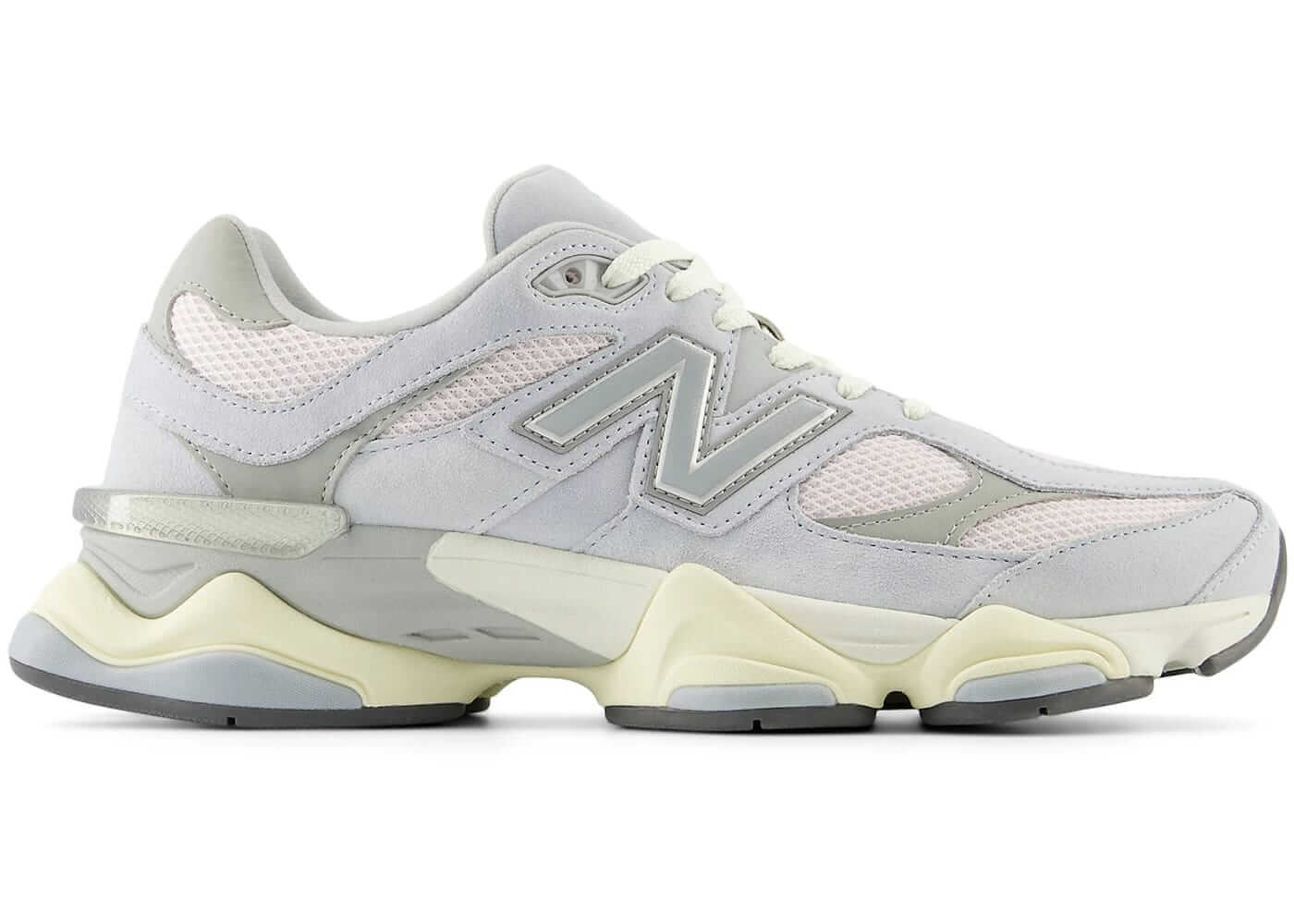 New Balance 9060 Granite Pink sneakers in gray and pink, 100% authentic with next day express shipping available.