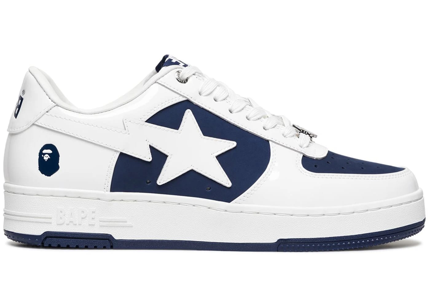 A Bathing Ape BAPE STA Low Sneaker White Navy Colorway Limited Edition Authentic Streetwear Shoes for Men and Women - BigBoiSneakers
