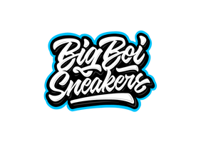 Logo design for Big Boi Sneakers featuring bold typography with a vibrant blue outline.