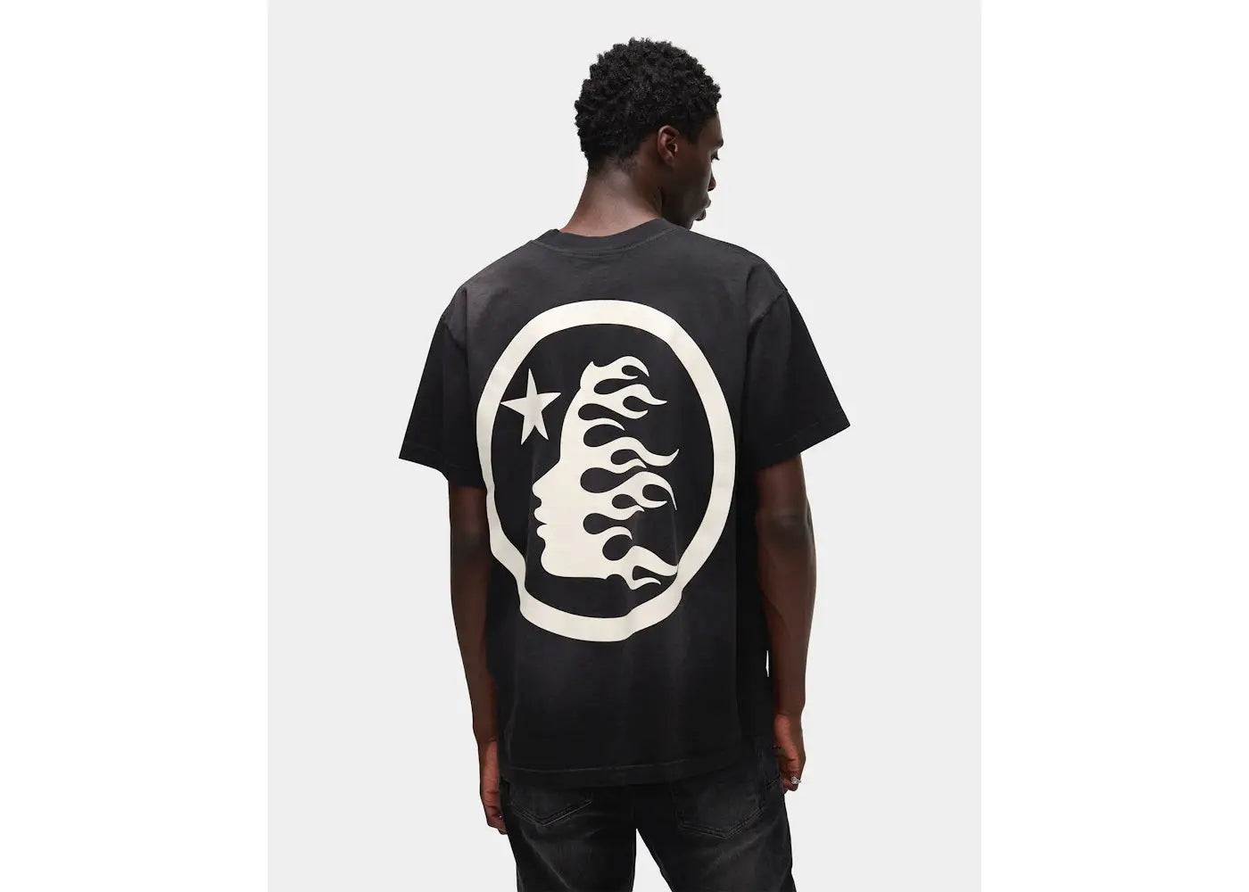 Hellstar Classic Black T Shirt Distressed Logo Graphic Tee by Hellstar