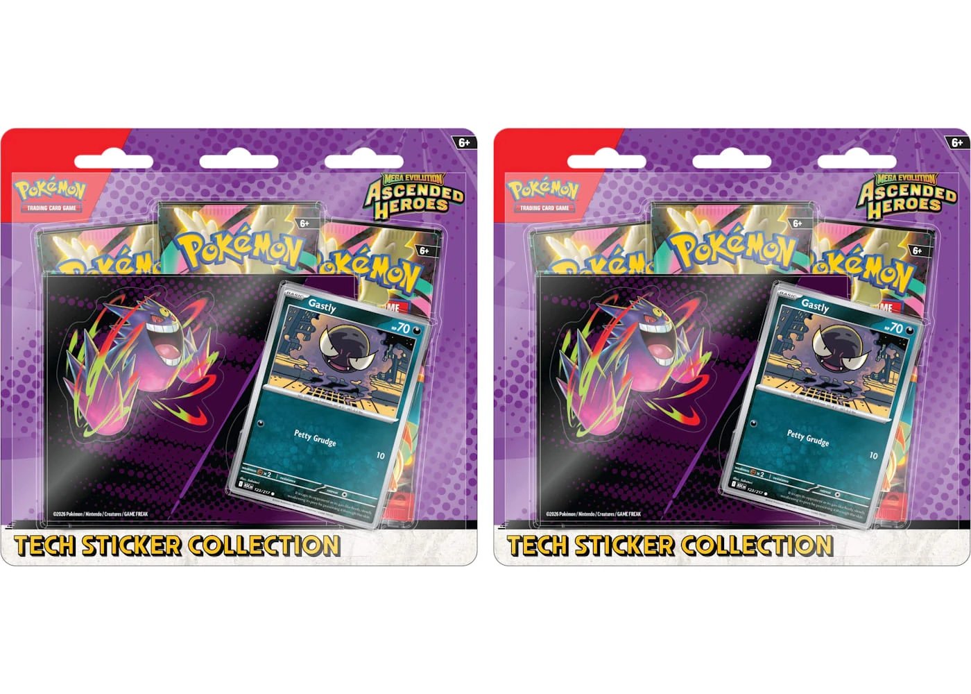 Pokemon Mega Evolution Ascended Heroes Gastly Tech Sticker Collection 2 Pack For Laptops Phones Tablets - BigBoiSneakers