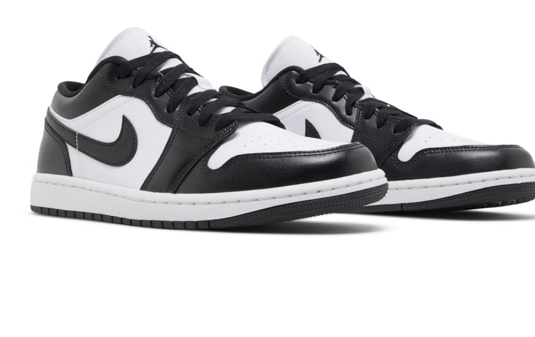 Jordan 1 Low Panda women's sneakers in black and white, 100% authentic with next day express shipping.