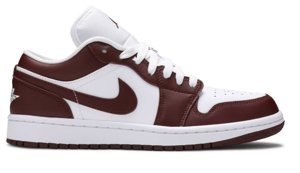 Jordan 1 Low Team Red women's sneaker, 100% authentic, featuring white and team red colorway, available for next day shipping.