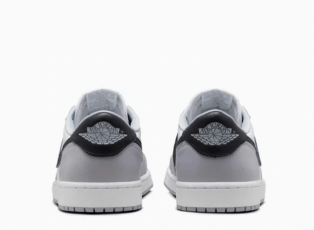 Jordan 1 Retro Low OG Barons sneakers rear view showcasing 100% authentic design and sleek colorway.