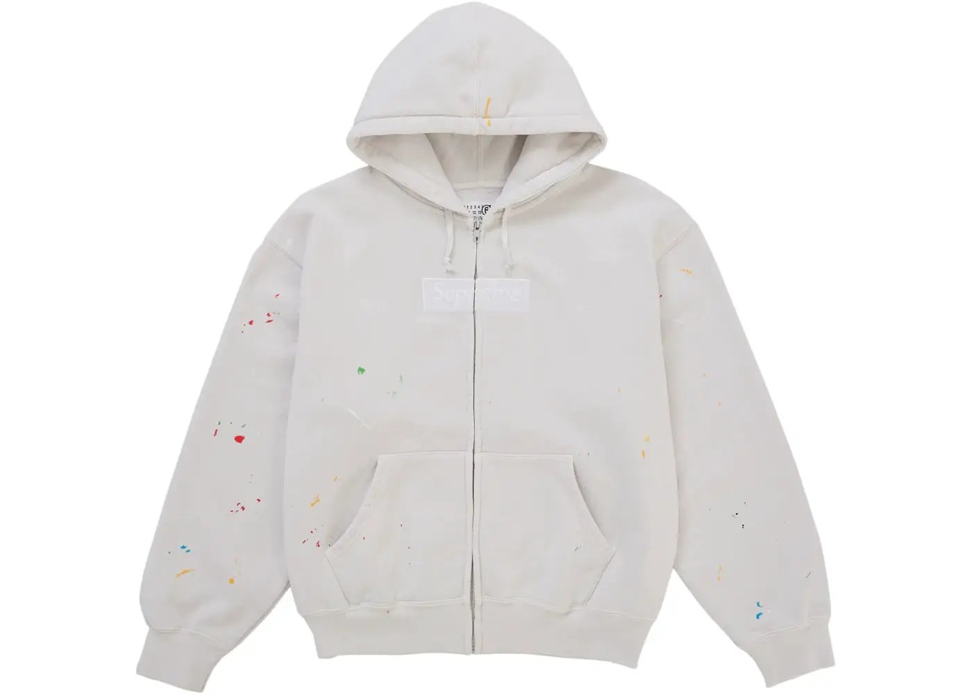 Supreme MM6 Maison Margiela Box Logo Zip Up Hooded Sweatshirt White - BigBoiSneakers