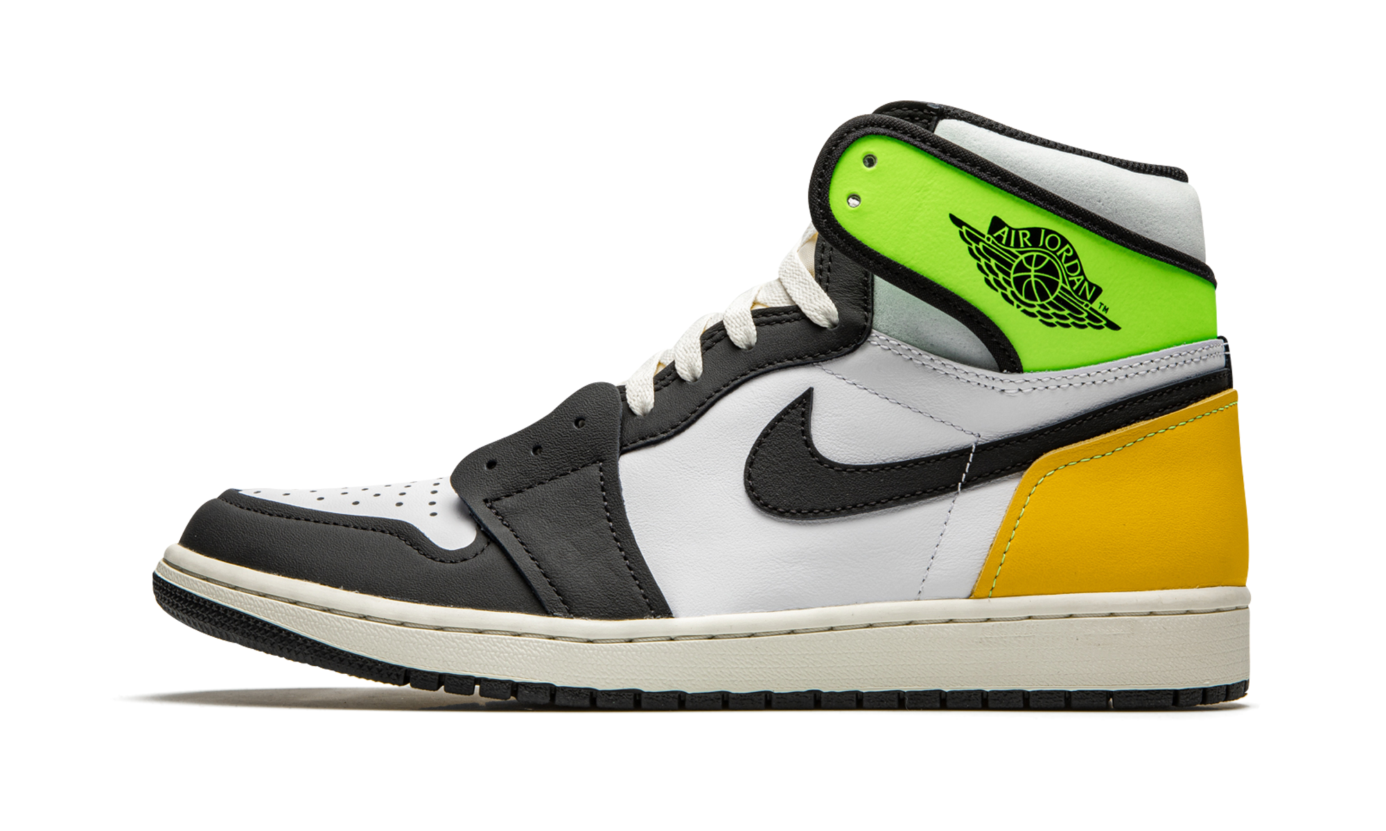 Jordan 1 Retro High White Black Volt University Gold by Jordan