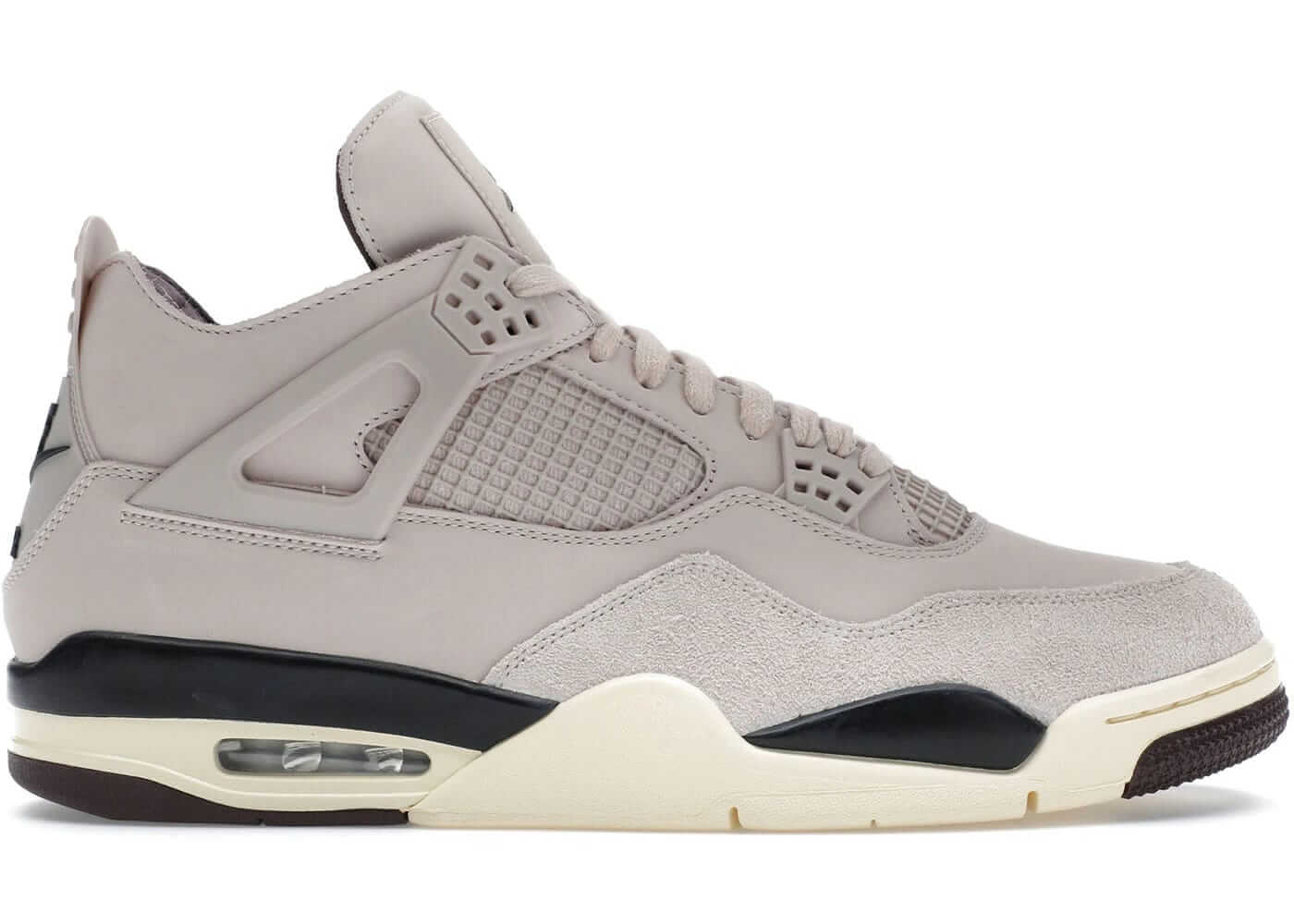 Jordan 4 Retro OG SP A Ma Maniére 'While You Were Sleeping' women's sneaker in beige and black with suede detail.