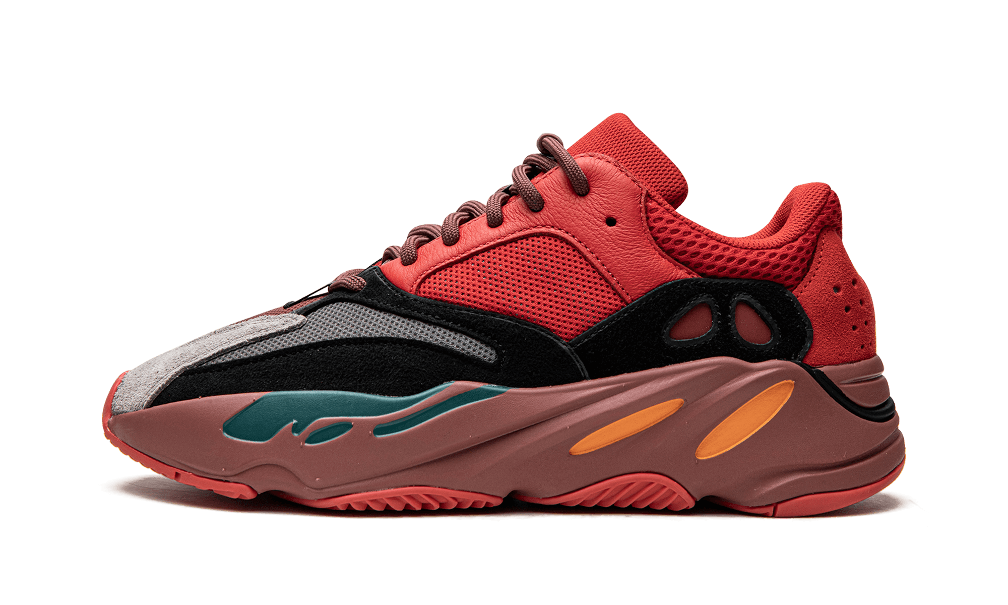 Adidas Yeezy Boost 700 Hi Res Red Sneakers with Circular Lacing System Bold Red Upper - BigBoiSneakers