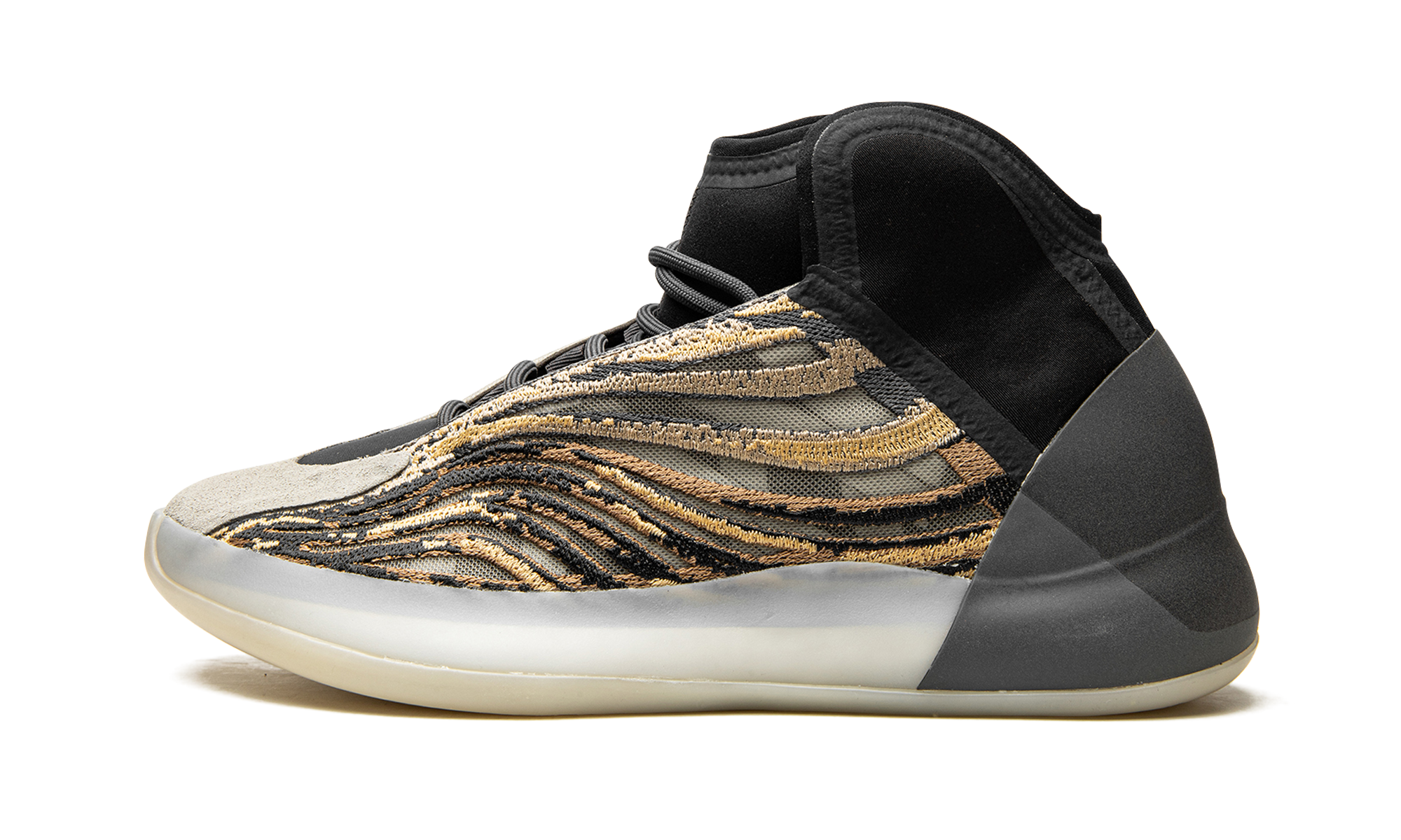 Adidas Yeezy QNTM Amber Tint Primeknit Basketball Shoes With Grey Heel Wraps And Semi Translucent Sole - BigBoiSneakers