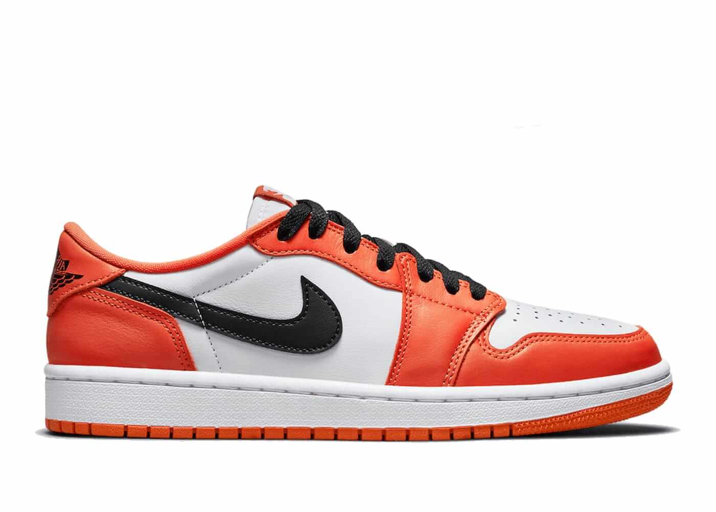 Jordan 1 Low OG Starfish Women's sneakers in orange and white with black detailing, brand new and 100% authentic.