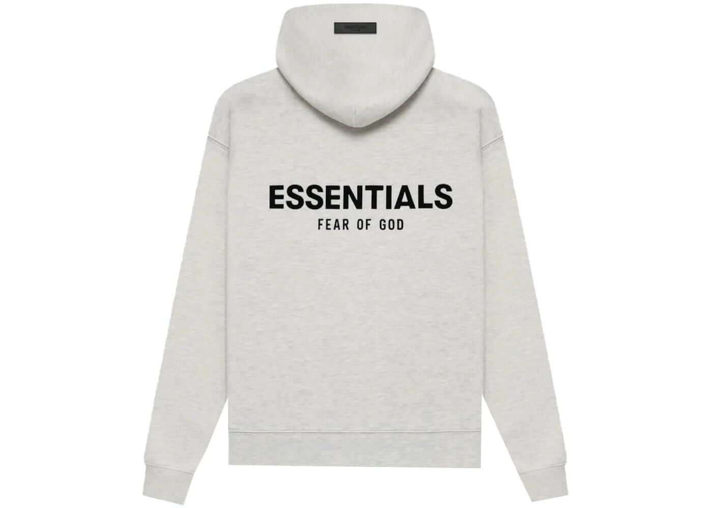 Fear of God Essentials Hoodie in Light Oatmeal, featuring a crew neckline and oversized fit.
