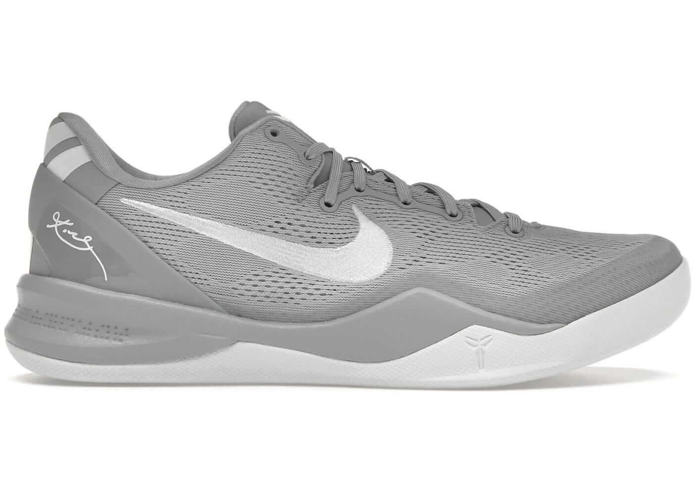 Nike Kobe 8 Protro in Wolf Grey, featuring a sleek design with premium materials and signature branding.