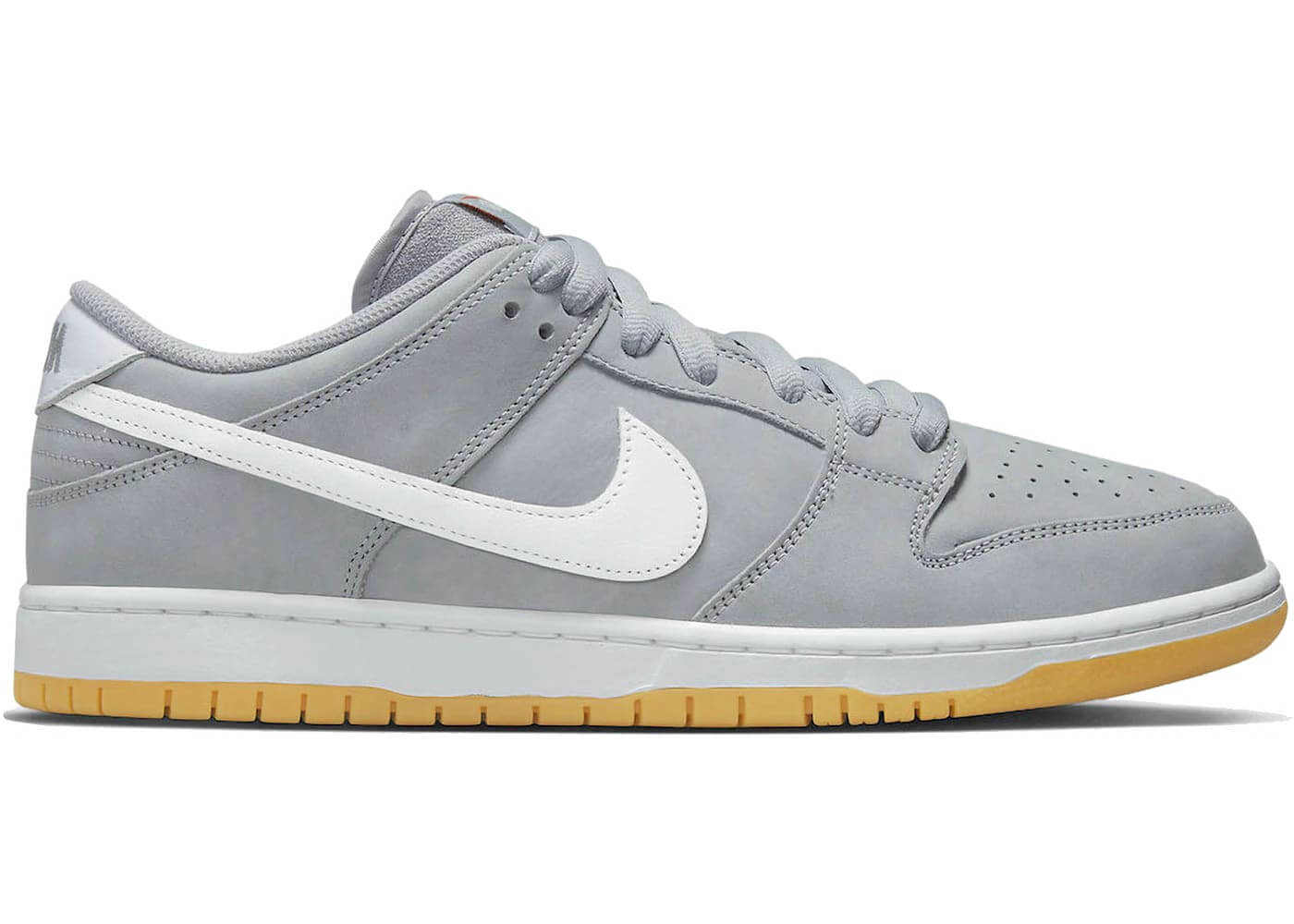 Nike SB Dunk Low Pro ISO in Wolf Grey with Gum sole, 100% Authentic, perfect for skating or casual wear.