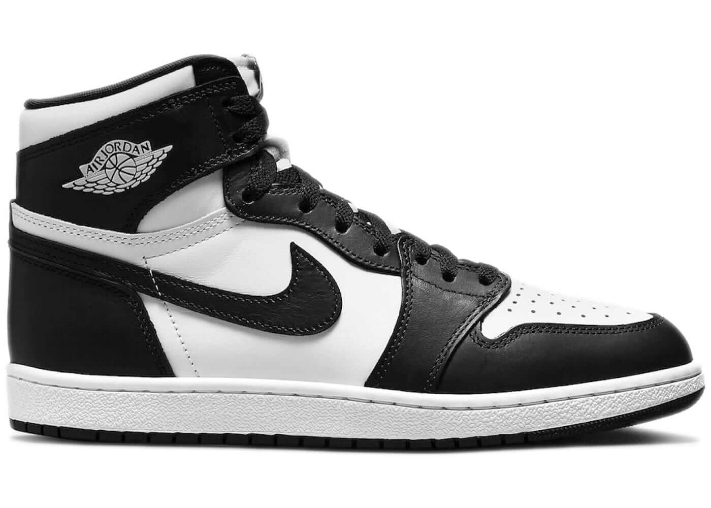 Jordan 1 Retro High '85 Black White sneakers, 2023 edition, 100% authentic, stylish high-tops with classic black and white design.