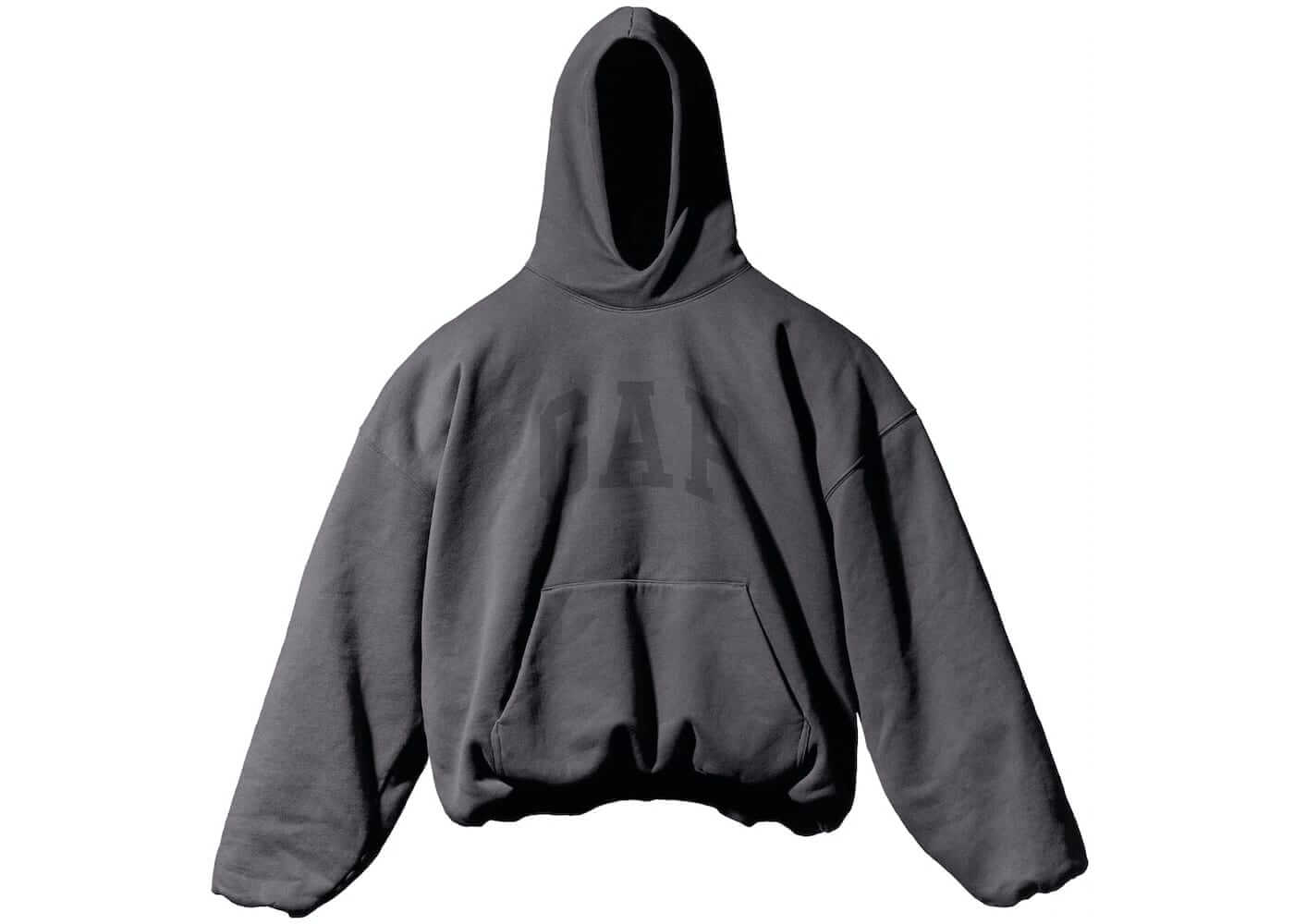 Yeezy Gap Engineered by Balenciaga Dove Hoodie in black, featuring a relaxed fit and kangaroo pocket, 100% authentic.