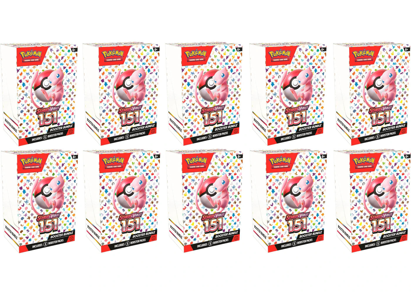 Pokemon 151 6pk Booster Bundle Lot featuring 10 bundles of Scarlet & Violet TCG expansion cards.