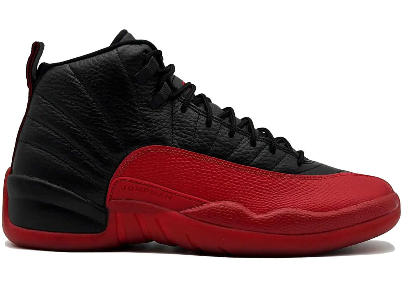 Jordan 12 Retro Flu Game (2025) in black and red, inspired by Michael Jordan's legendary flu game performance.
