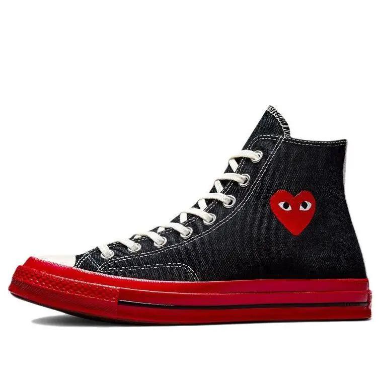 Converse Chuck Taylor All Star 70 Hi Comme Des Garcons PLAY Black Red Midsole Collaboration by Converse
