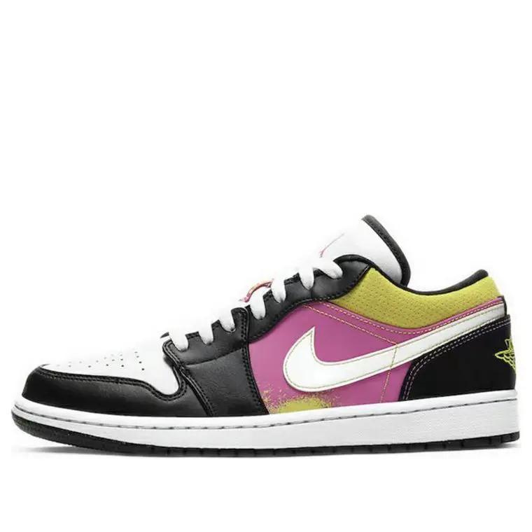 Jordan 1 Low Black Active Fuchsia Cyber Unisex Sneakers by Jordan