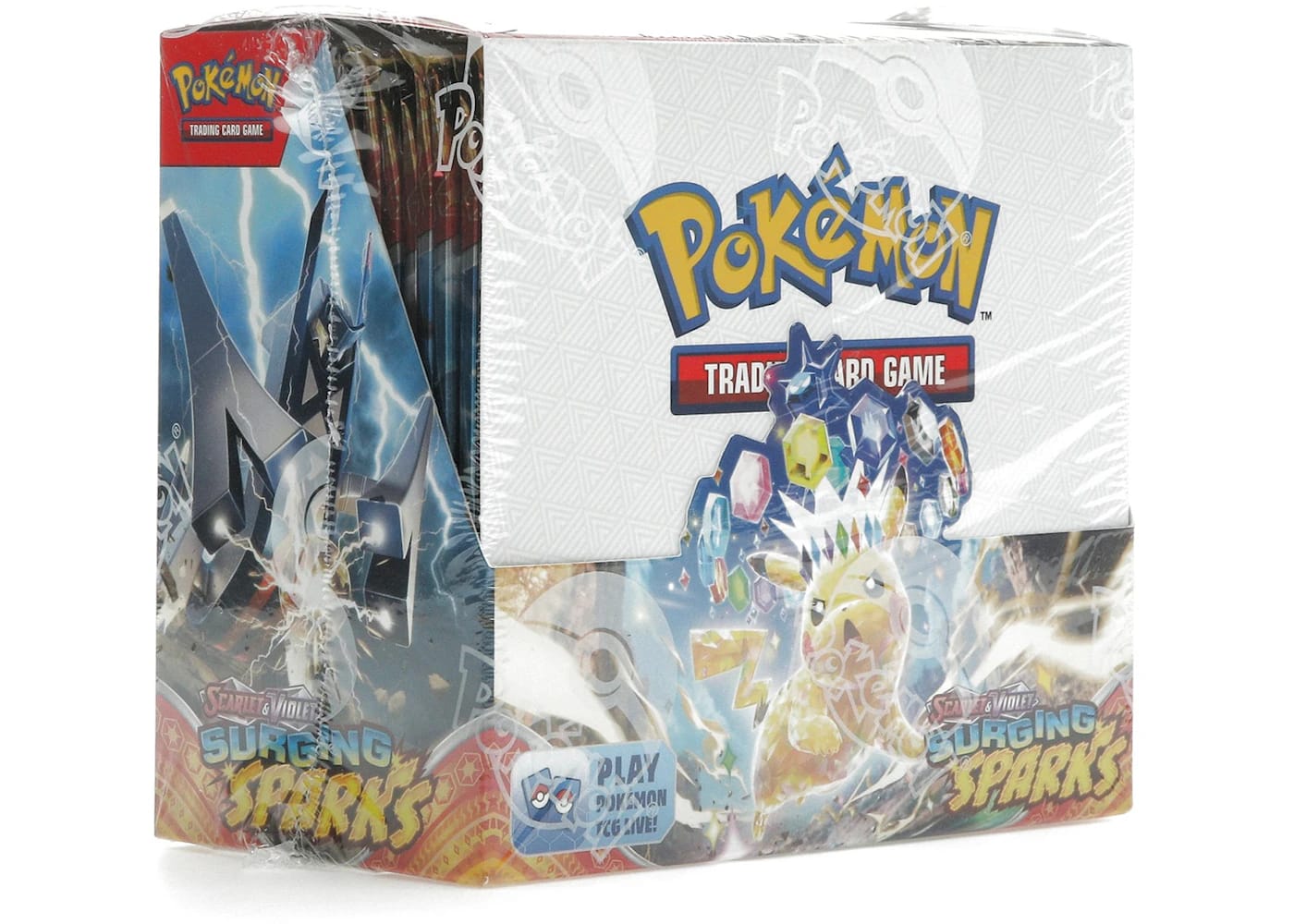 Pokémon Surging Sparks Booster Display Box from Scarlet & Violet series with 36 booster packs for collectors.