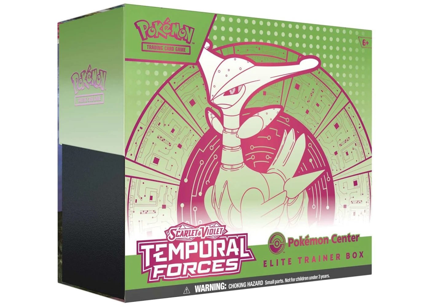 Pokemon Temporal Forces Elite Trainer Box for Scarlet & Violet, featuring Iron Leaves packaging, 2024 edition.