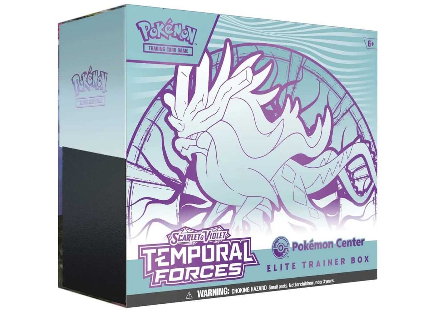 Pokemon Temporal Forces Elite Trainer Box featuring Walking Wake from Pokémon Scarlet & Violet 2024.