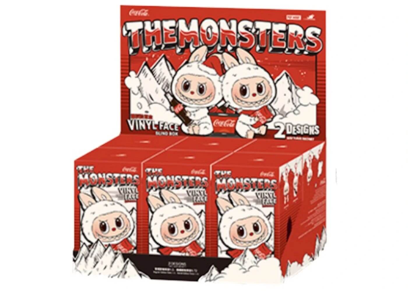 Pop Mart Labubu The Monsters Coca Cola Series Vinyl Face box set, featuring sealed blind boxes and vibrant designs.