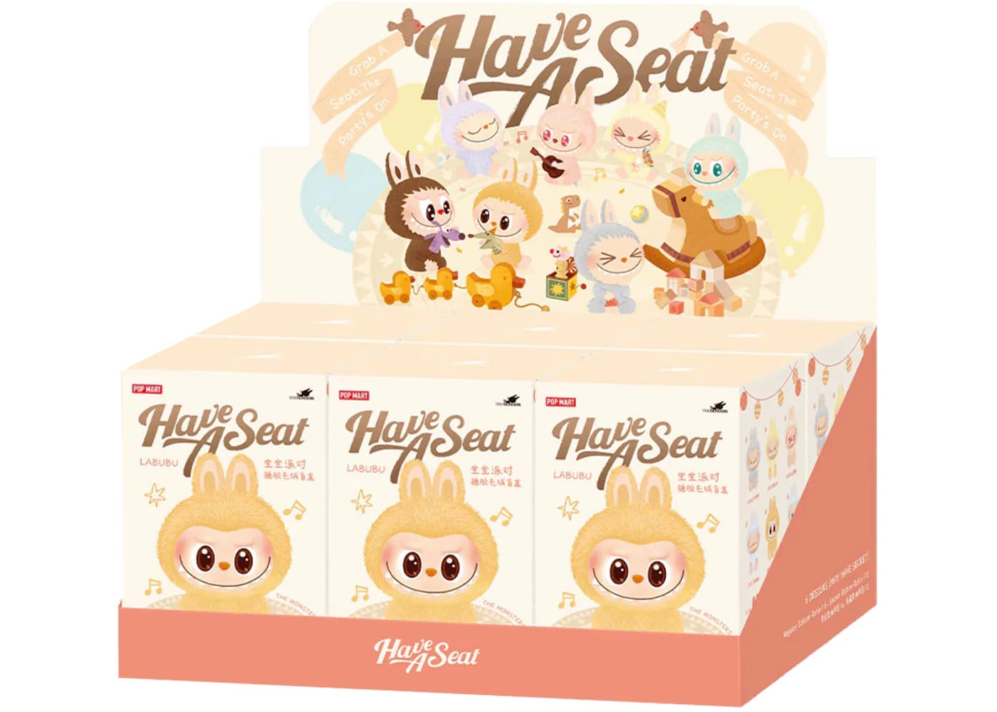 Pop Mart Labubu The Monsters Have a Seat Sealed Case featuring 6 Blind Boxes of adorable monster plushies.