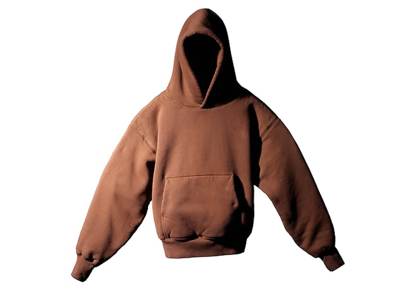 Brown Yeezy x GAP Hoodie featuring a hood and front pocket, made from 100% cotton.